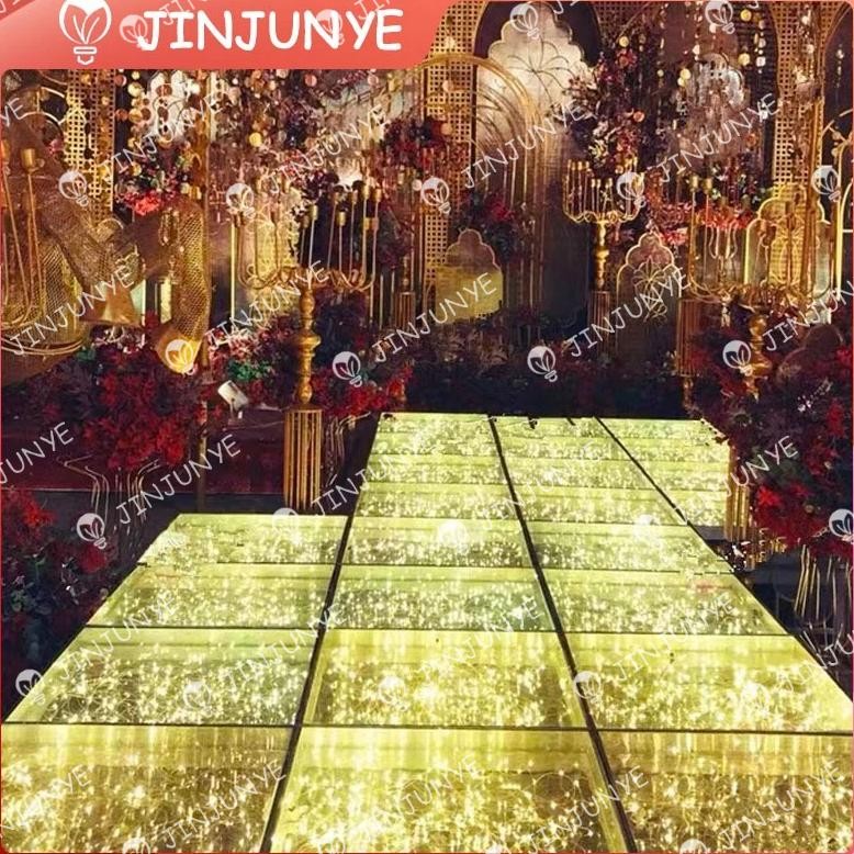 Garansi&CODKuning 4 Pcs/Set Lampu Kaca Panggung Stainless Steel Lantai Kaca Tempered Glass Stage Lan