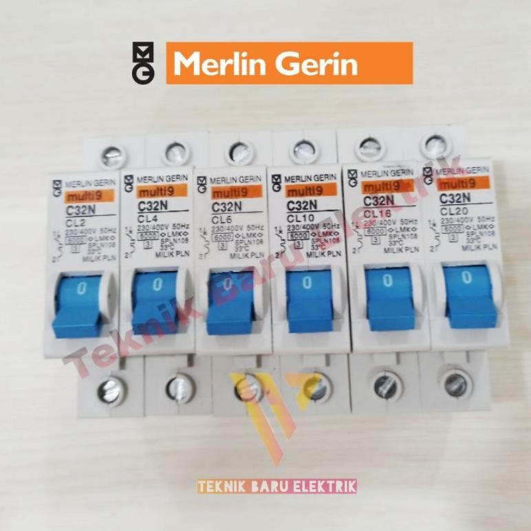 MCB BIRU MULTI 9 MERLIN GERIN S PLN 2A 4A 6A 10A 16A 20A 25A 32A 40A BREKER PEMUTUS TEGANGAN LISTRIK