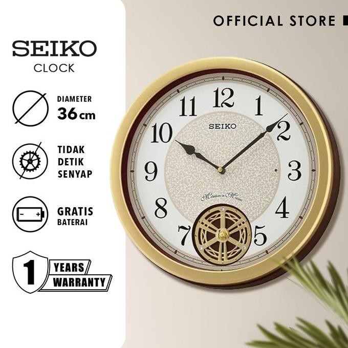Seiko Jam Dinding QXM388G 36cm Plastic Case Coklat Original