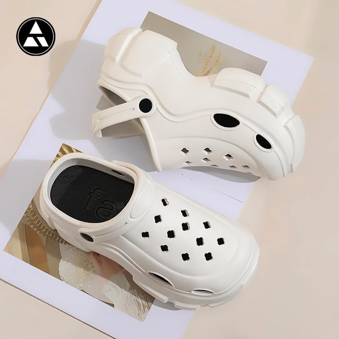 Derta Sandal Wedges Wanita Baim Fuji Karet Eva Jibbitz Jelly Slop Sandal Kodok Size 36-41 Tinggi 7Cm