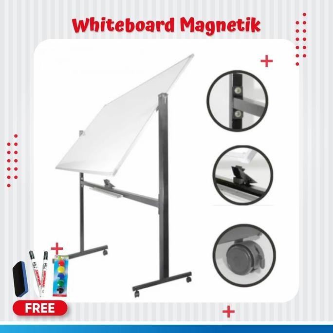 

Whiteboard / Papan Tulis Magnetic Single Face Stand Uk 120X180 Cm New Stok
