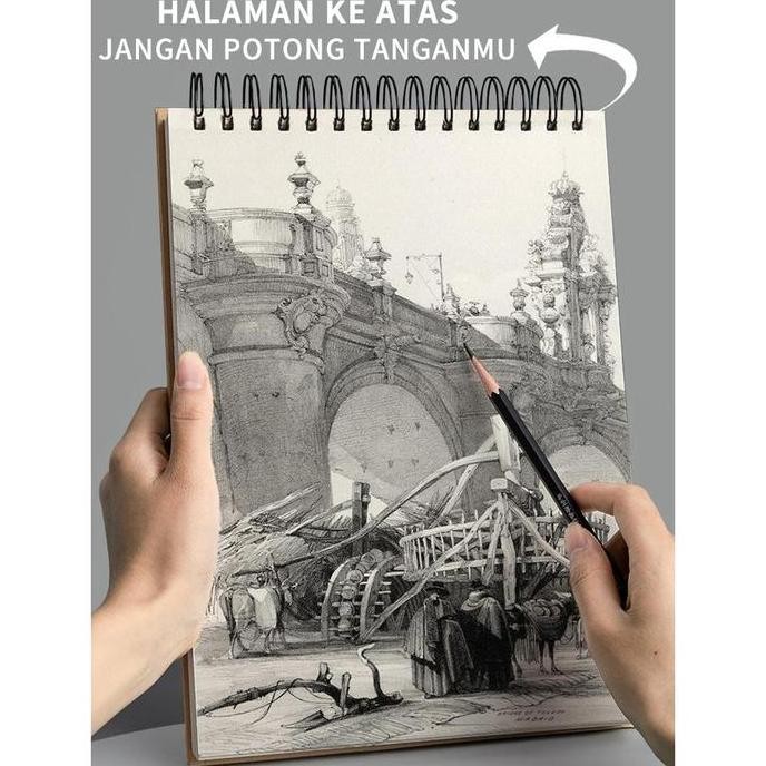 

sketchbook/buku sketsa A6/A5/A4 Lukisan Buku/Vertikal Jilid Spiral Dapat Dibalik 360 Derajat-Ms.Pepeleria