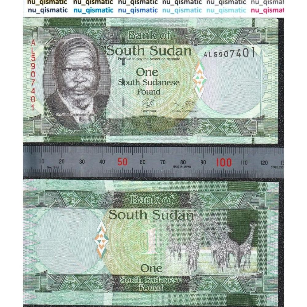 Uang South Sudan 1 Pound , 2011 , UNC Baru Super Gress P# 5 DiM