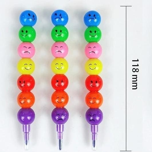 

Pensil Tulis - Pensil Warna Susun Rainbow 7 Warna dalam 1 Set, Motif Emoji Lucu