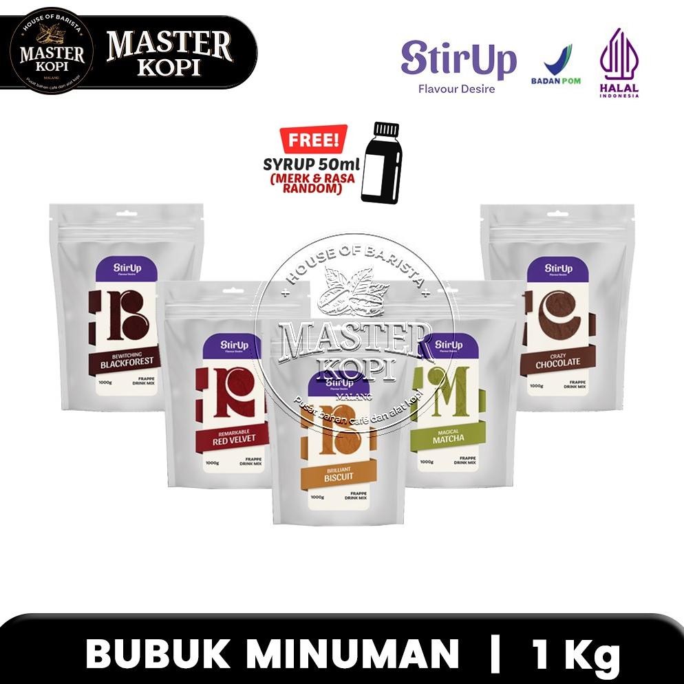 

Promo Bubuk Minuman Stirup Stir Up 1Kg Matcha / Red Velvet / Coklat / Blackforest /Biscuit Frappe Powder