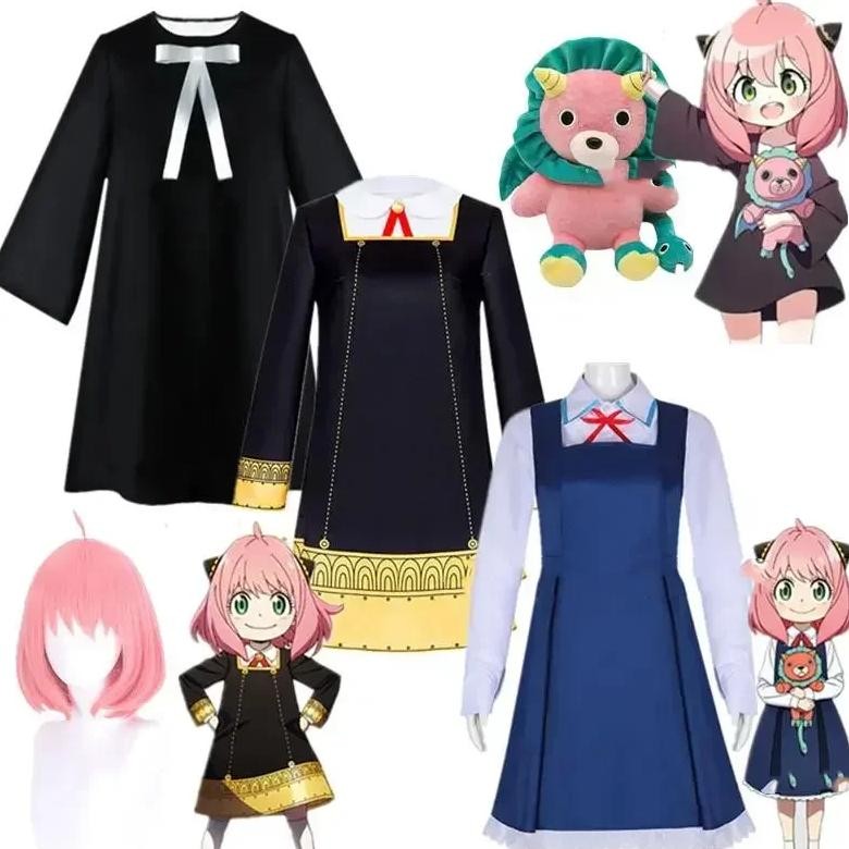 Spy X Family Anya Forger Cosplay Costume Anime Dress Socks Headgear Uniform Halloween Christmas Part