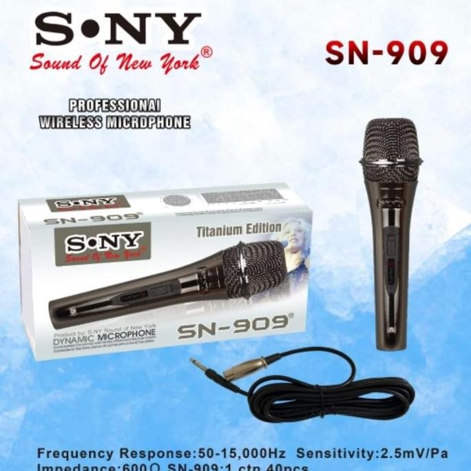 BARU MICROPHONE SONY SN 909 TITANIUM SERIES MIC KARAOKE KABEL ORIGINAL