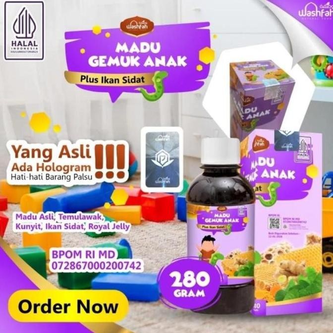 

TERMURAH MADU GEMUK ANAK WASHFAH PLUS OMEGA TEMULAWAK PEGAGAN 280GR HERBAL