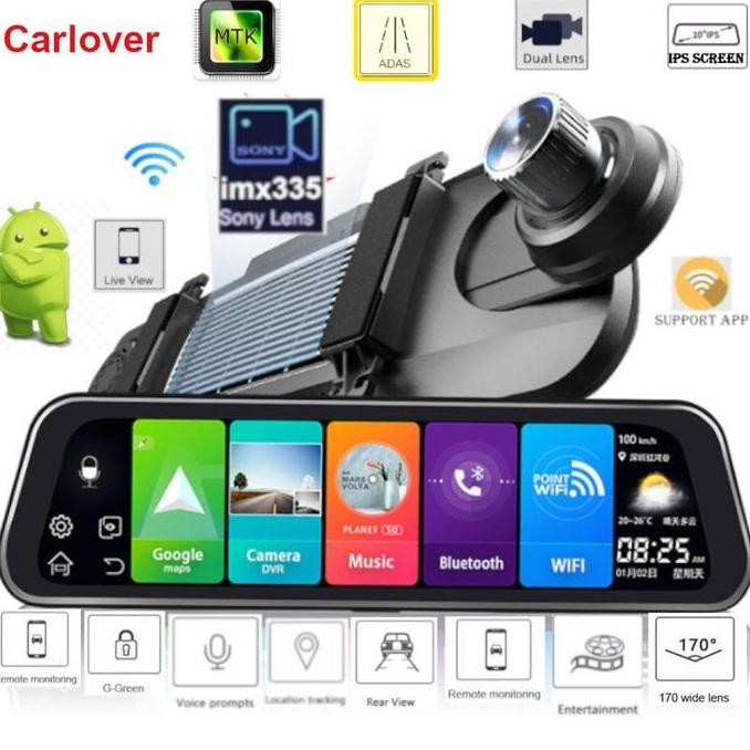 diskon dashcam ego mirror android dvr mobil kamera depan belakang adas gps