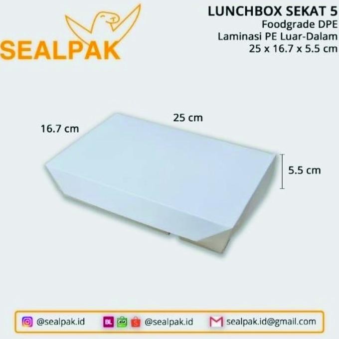 Paper Lunchbox Sekat 5 / Kotak Nasi / Kotak Bento / Dus Nasi (Polos)