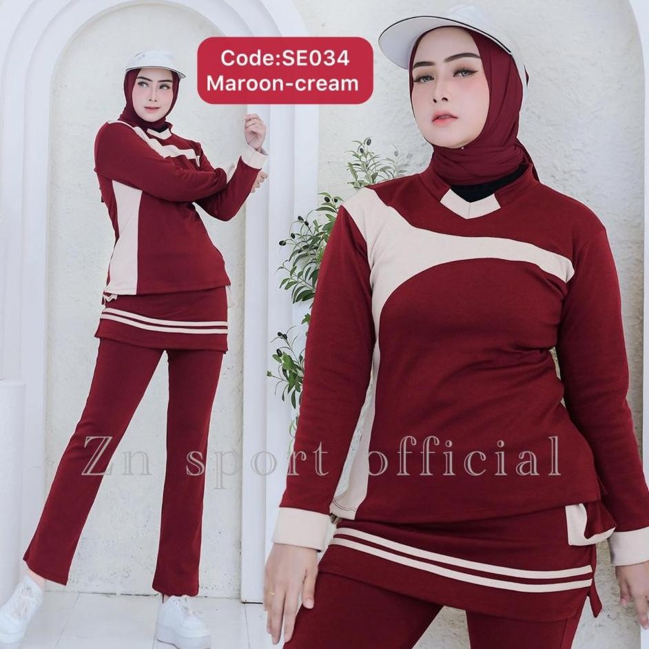 Zn Sportbaju Olahraga Wanita Dewasa Pakaian Senam Perempuan Setelan Senam Cewek Muslim Baju Senam Ae