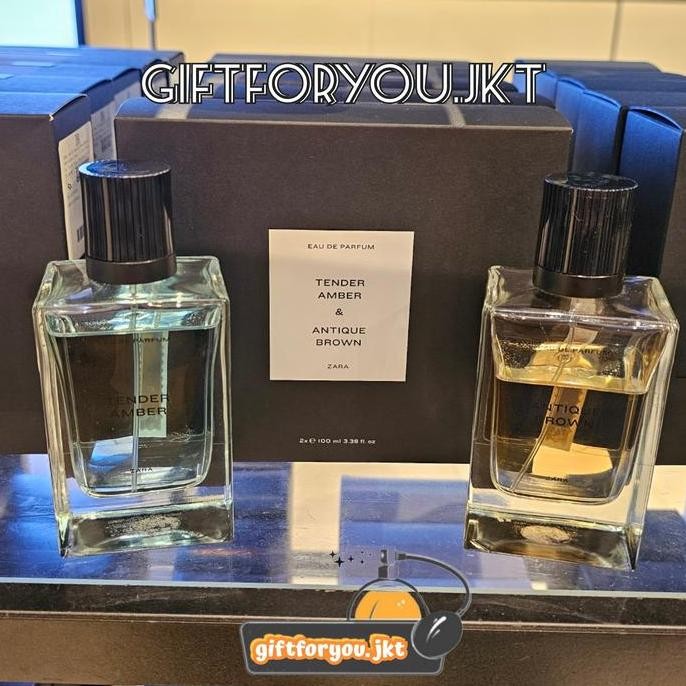 Parfum Zara Paket Isi 2 Botol : Tender Amber + Antique Brown EDP 2x100 ml Original Man Perfume Cowok