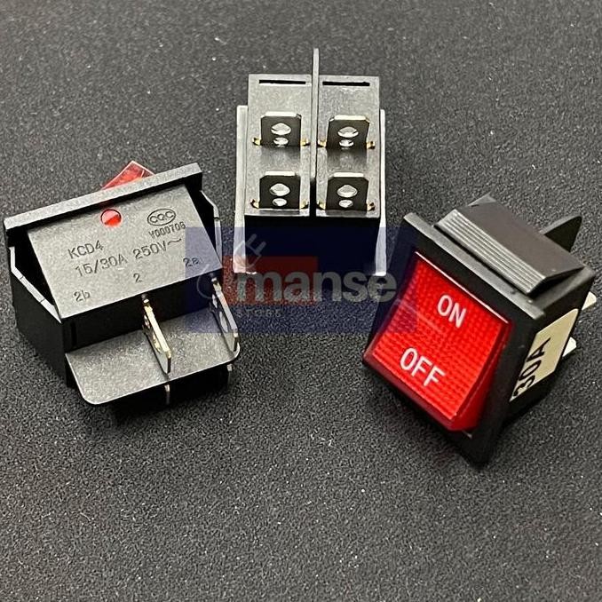 Saklar 4 Kaki On Off 30A Merah / Switch 4 Pin 30A Besar Mesin Las