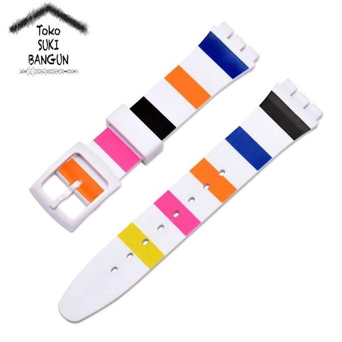 Ori - Strap Rubber Swatch 17Mm Sport Watch Printed Silikon Model Terbaru