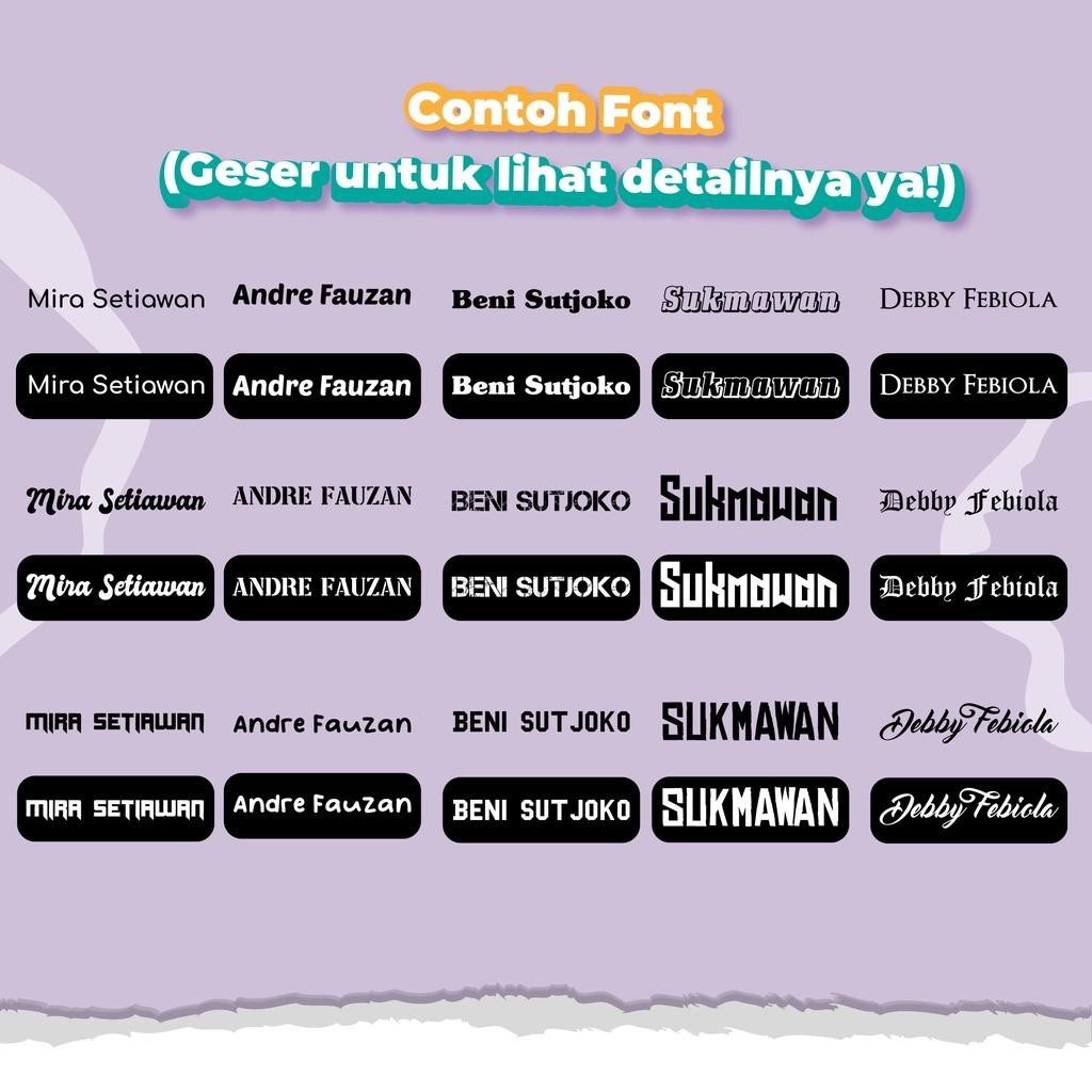 

Stiker Nama Label Printing Dtf Per 50 Pcs Sablon Setrika Satuan Bebas Font Untuk Kain Kaos Hijab Celana Kolor Murah Anti Luntur