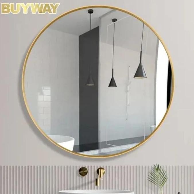 Cermin Bulat Jumbo List Gold Hitam Putih Silver / Kaca Cermin Dinding