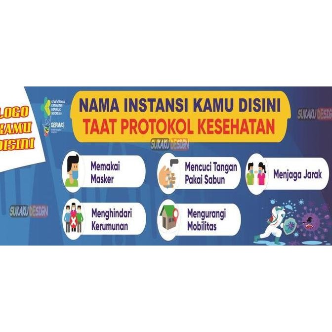 ready Banner Protokol Kesehatan 5m Cegah Covid / bisa cod