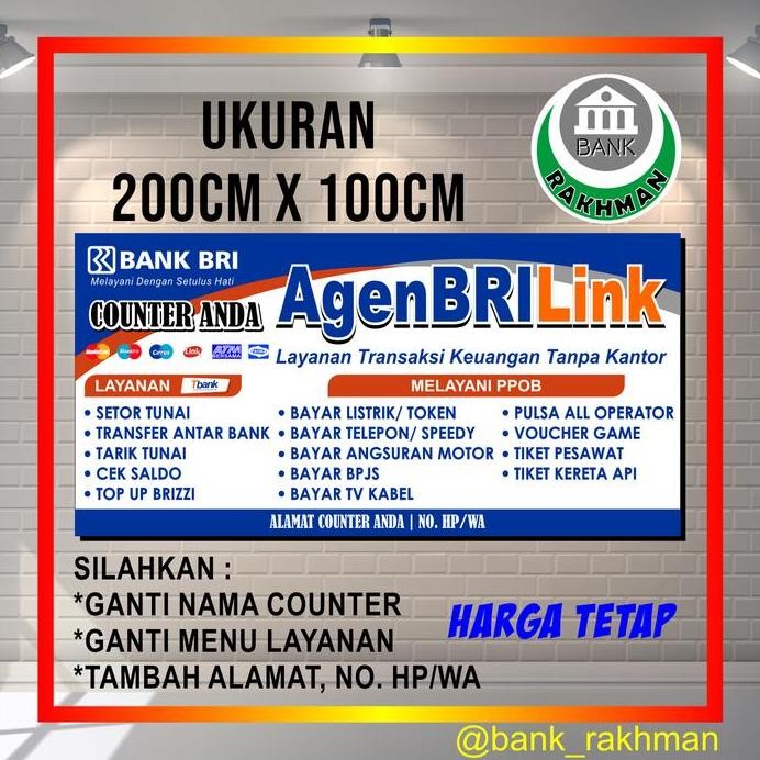 ready SPANDUK BANNER AGEN BRILINK UKURAN 200CM X 100CM