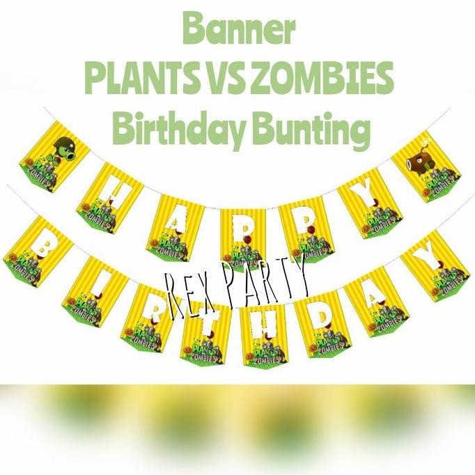 ready Banner Plants Vs Zombies/Plants vs Zombies Bunting Birthday Banner