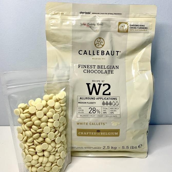 

LM callebaut white chocolate couverture 28 coklat W2NV 250 gr