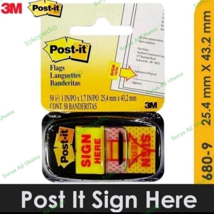 

sticky note/sign here 3M 680-9 original harga 1 box isi 12pcs SS