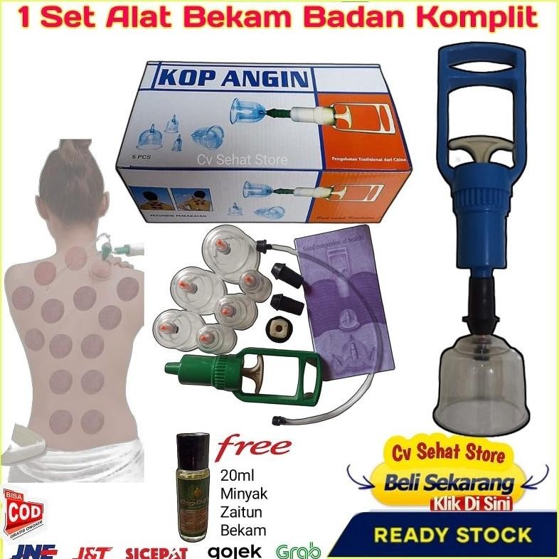 Set Alat Bekam Kop Tradisional Terapi Masuk Angin Cop Kesehatan Manual Cup isi 6 Tabung Gelas Kop Po