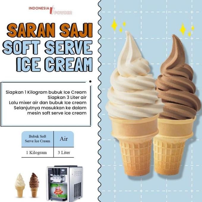

Terlaris [Series Ice Cream] Bubuk Soft Serve Ice Cream / Es Krim Premix Premium Quality 1 Kg Rasa Vanilla Milk Royal Chocolate / Coklat Matcha Strawberry / Stroberi Omura Powder Ready Stok