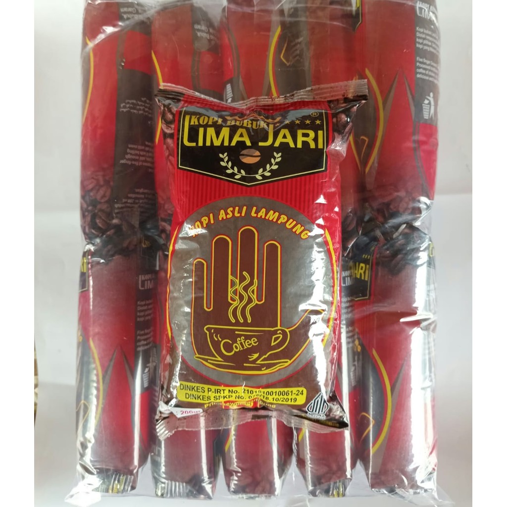 

Kopi Bubuk Robusta Lampung Lima Jari 100gr 1 kg (10 pcs) / Kopi Bubuk 1kg