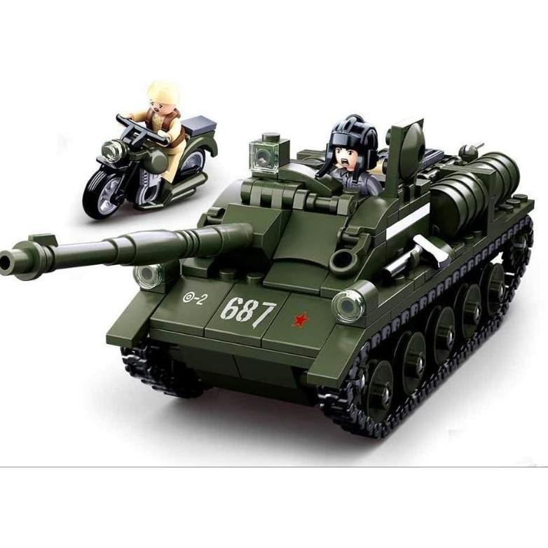 Sluban ww II SU - 85 Tank destroyer 338 pcs - mainan Bricks sluban Tank B0687 DiM