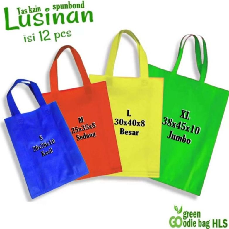 

gr-8 Oz67 1 Lusinan 12 Pcs Tas Kain Spunbond Goodie Bag Handle Tebal Ukuran Jumbo, Besar & Kecil 20x25 25x35 30x40 38x45 Kantong Belanja Shopping Bag Tas Hampers Tile Souvenir Ulang Tahun Pernikahan Tas Parsel Sembako Berkat Besek Nasi Kotak Hajatan