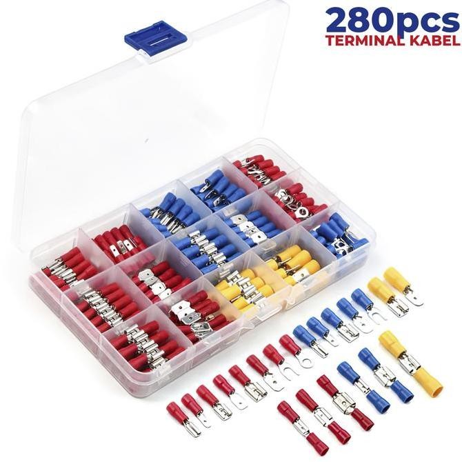 ASLI ALLEFIX KONEKTOR TERMINAL KABEL LISTRIK 280PCS TEMBAGA + SKUN - TERMINAL SET KABEL OTOMOTIF