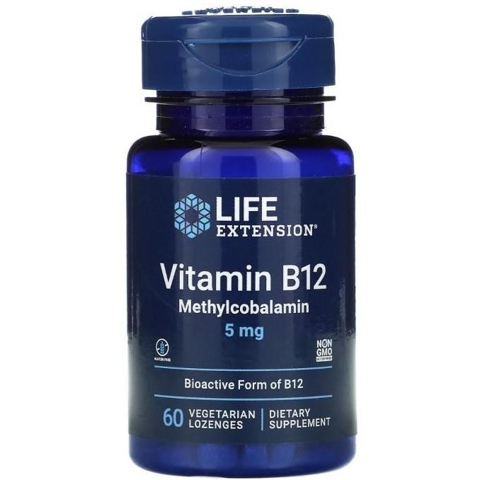 LIFE Extension Vitamin B12 methylcobalamin 500 mcg 5 mg 60 100 lozenge