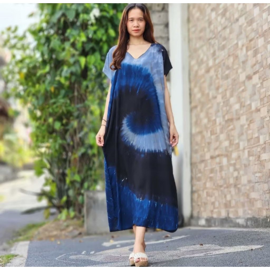 Daster Dress Motif Bali Baju Piyama Panjang Lengan Pendek Terbaru Kekinian Rayon Premium