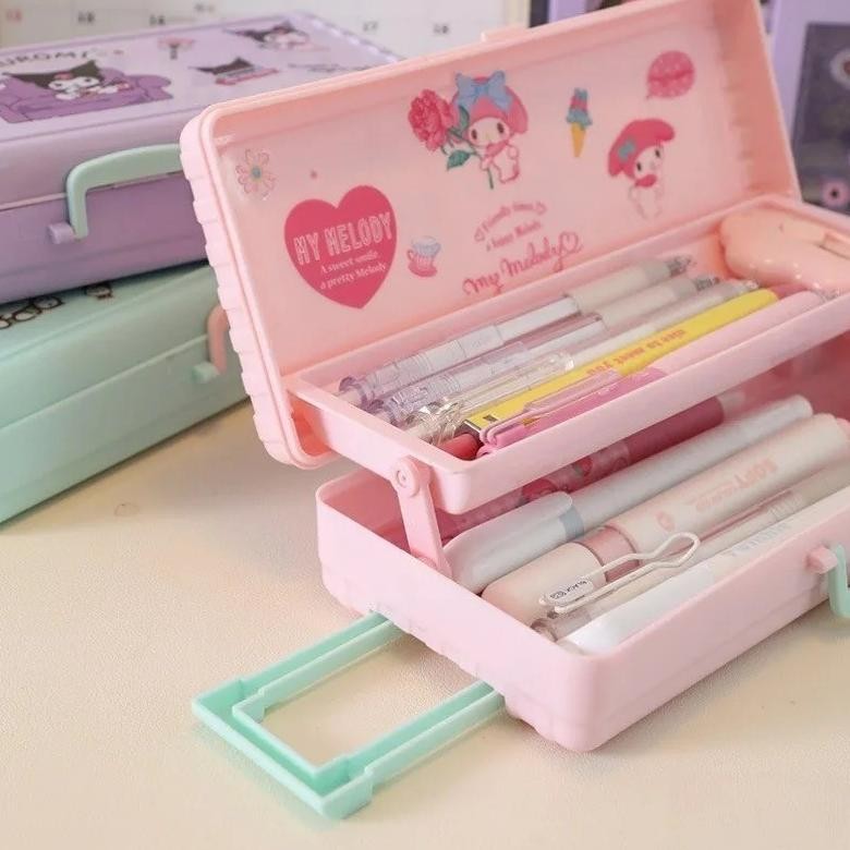 

Byp-27 CodSanrio Diy Kotak Alat Tulis Bentuk Bagasi Kreatif Portabel Kapasitas Besar Cute Girl Heart 3D Pencil Bag Byp-27