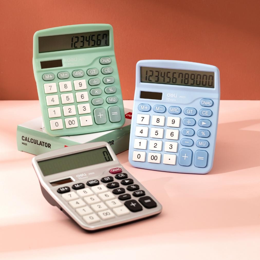 

By05 Deli Kalkulator Meja / Desktop Calculator Layar 12 Digit Warna Lucu Em221 By05