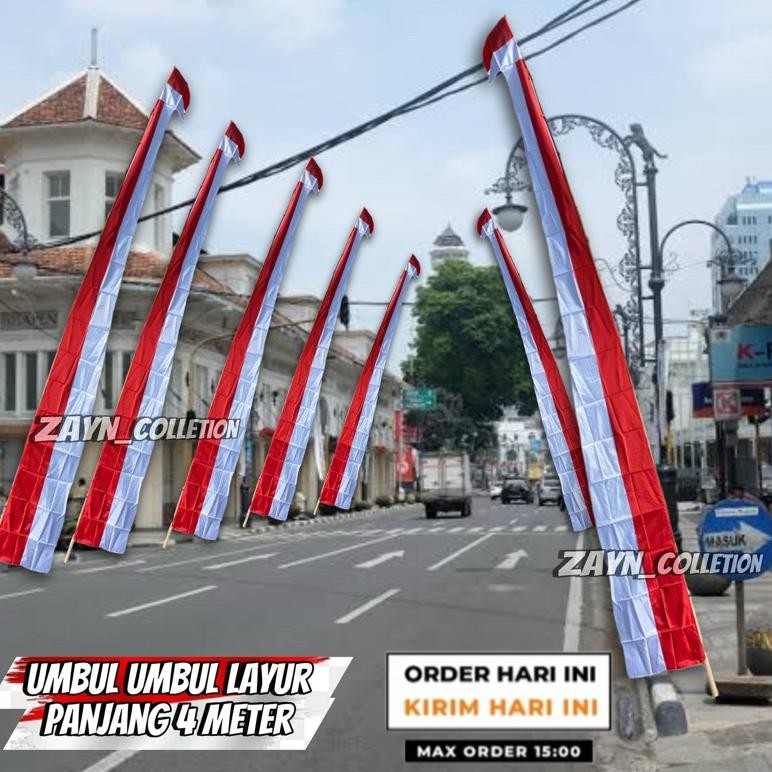 Bendera Umbul Umbul Layur Panjang 4 Meter Isi 20 Pcs/ 1 Kodi