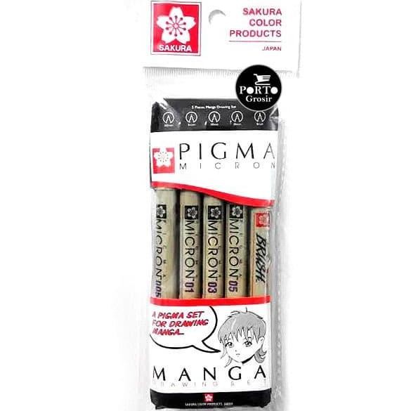 

Promo Sakura Pigma Micron + Brush Pen Set Isi 5 Manga Drawing Pen Pm-5