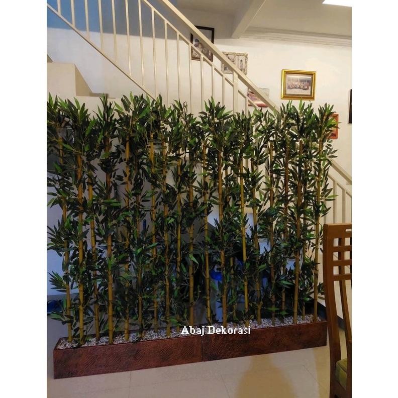 Diskon Partisi Pembatas Ruangan Tirai Penyekat Lemari Rak Sekat 2Muka Dekorasi Bambu Partisi 170Cm P