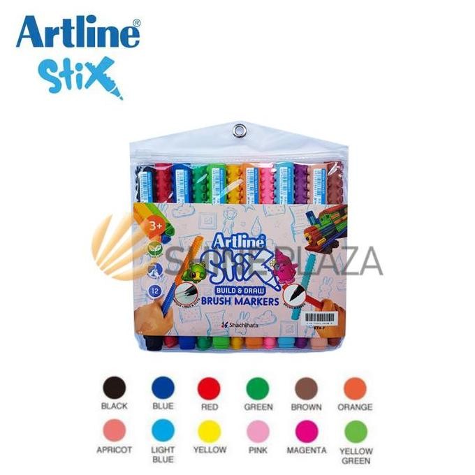 

Promo Artline Stix Brush Marker Set 12 Warna - Spidol Kuas Warna Brush Pen Artline Stix
