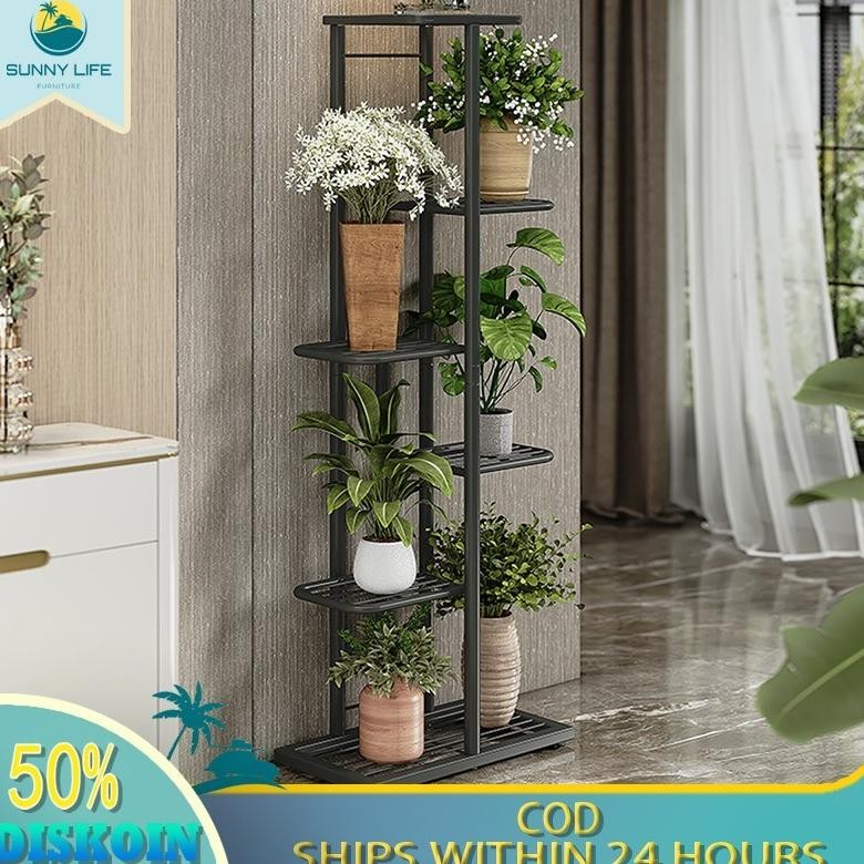 Rak Bunga Besi Rak Pot Bunga Rak Susun Penyimpanan Pot Bunga Besi Standing Pot Susun 3/6/8