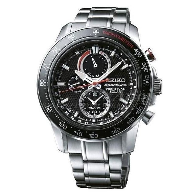 new  Seiko SSC357P1 Sportura Perpetual Solar Silver Black