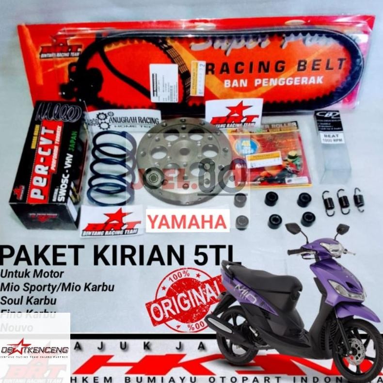 PAKET KIRIAN BRT YAMAHA MIO SPORTY MIO SMILE 5TL SOUL KARBU MIO NOUVO FINO KARBU VANBELT PER CVT ROL