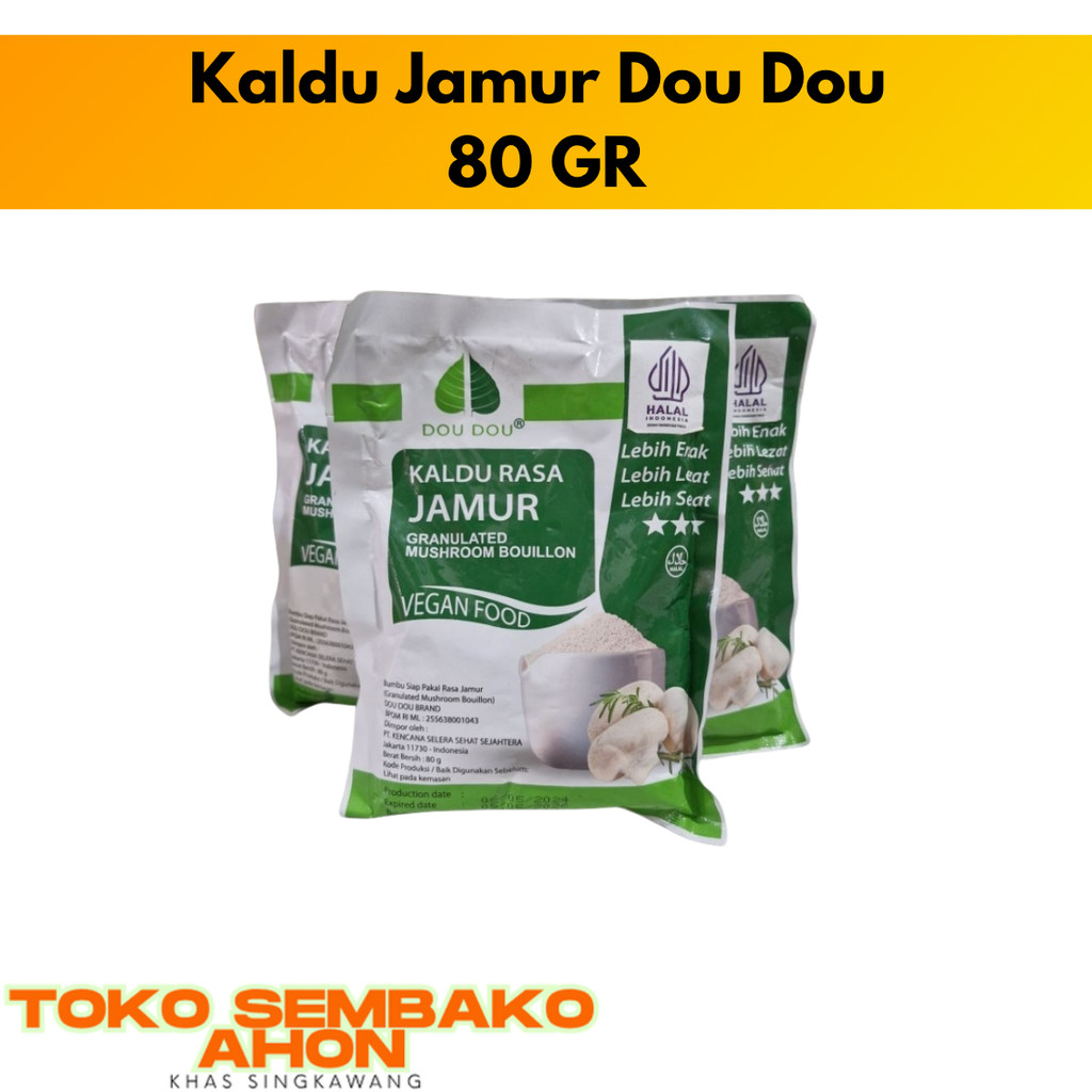 

Kaldu Jamur Dou Dou 80 gr / Kaldu Jamur Non MSG / Bumbu Jamur Alami / Kaldu Vegetarian Dou Dou / Kaldu Jamur Sehat