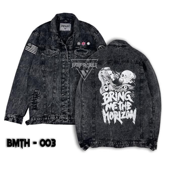 jacket denim sablon jaket jeans patch bordir bring me the horizon