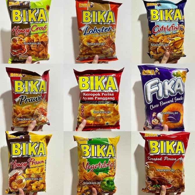 

BIKA ROASTED CHICKEN / PRAWN CRACKERS / SEAFOOD / CUTTLEFISH / HONEY C / HONEY PRAWN / LOBSTER CRACKERS / CHICKEN CRACKERS / VEGETABLE / FIKA CHEESE SNACK