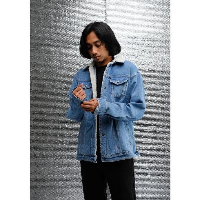 EMPIRE BLUE DENIM TRUCKER SHERPA JACKET
