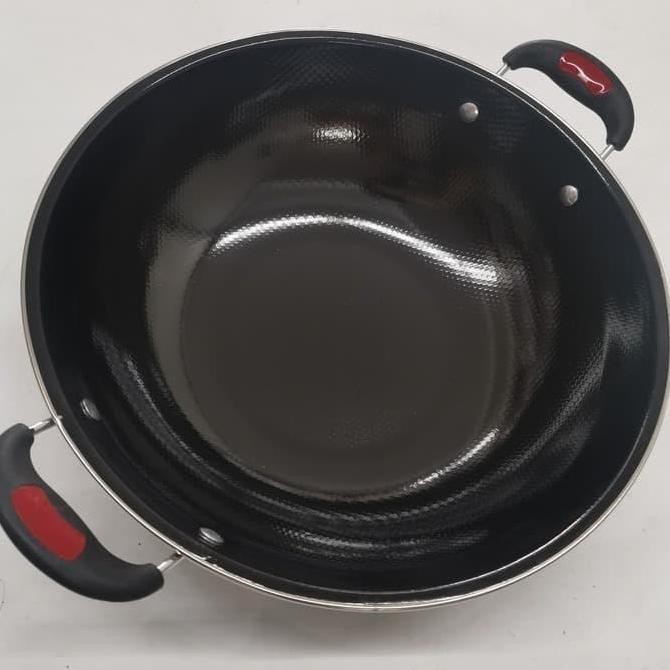 New Wajan / Penggorengan / Kuali / Wok Enamel Gagang 2 Uk 34 Cm Gionee