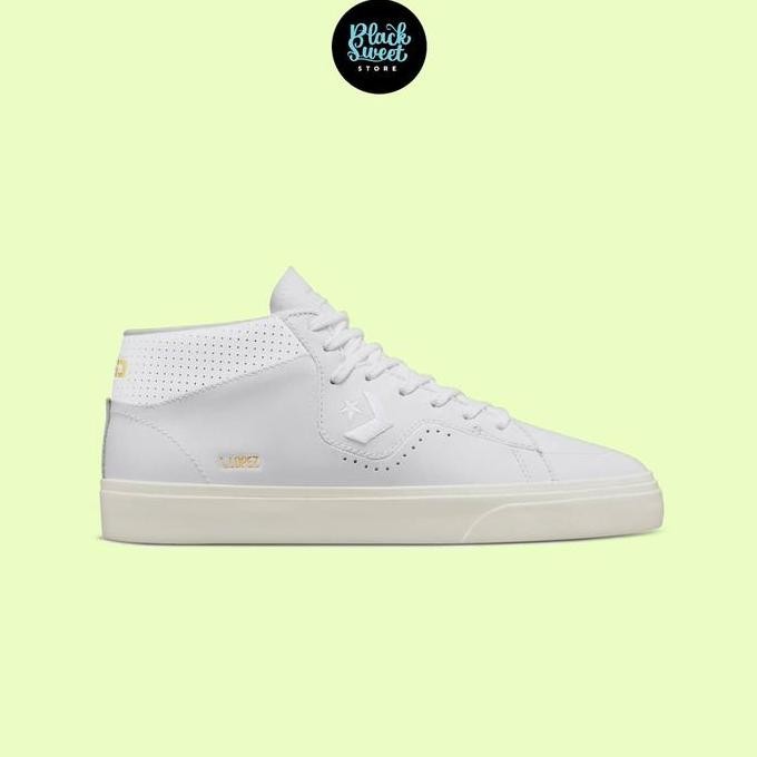 Sepatu Sneakers Converse Louie Lopez Pro Mid Mono Leather White (Best Quality)