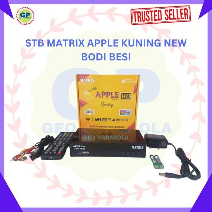 TERLARIS - Matrix STB Apple Kuning DVB-T2 Bodi Besi dengan Chipset SUNPLUS 1509C & 512 Mb Memori Bar