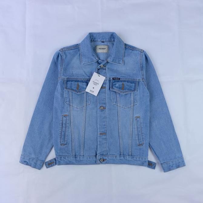 JAKET JEANS PRIA PULL&BEAR BLUE WASH JACKET DENIM PULL AND BEAR BIRU
